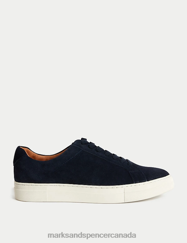 Men Navy Footwear Marks & Spencer Suede Lace Up Trainers 20VTD6097 - Marks and Spencer outlet