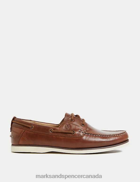 Men Tan Footwear Marks & Spencer Leather Deck Shoes 20VTD6224 - Marks and Spencer online