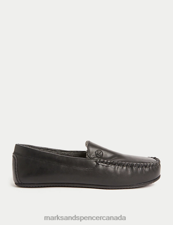 Men Black Footwear Marks & Spencer Moccasin Slippers 20VTD5955 - Marks and Spencer Canada locations