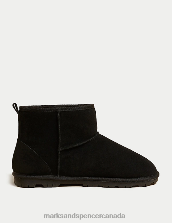 Marks and Spencer near me - Men Black Footwear Marks & Spencer Suede Slipper Boots 20VTD7181