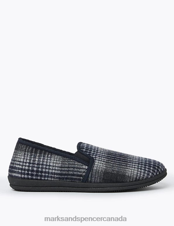 Marks and Spencer sale - Men Black Mix Footwear Marks & Spencer Fleece Lined Slippers with Freshfeet 20VTD6475