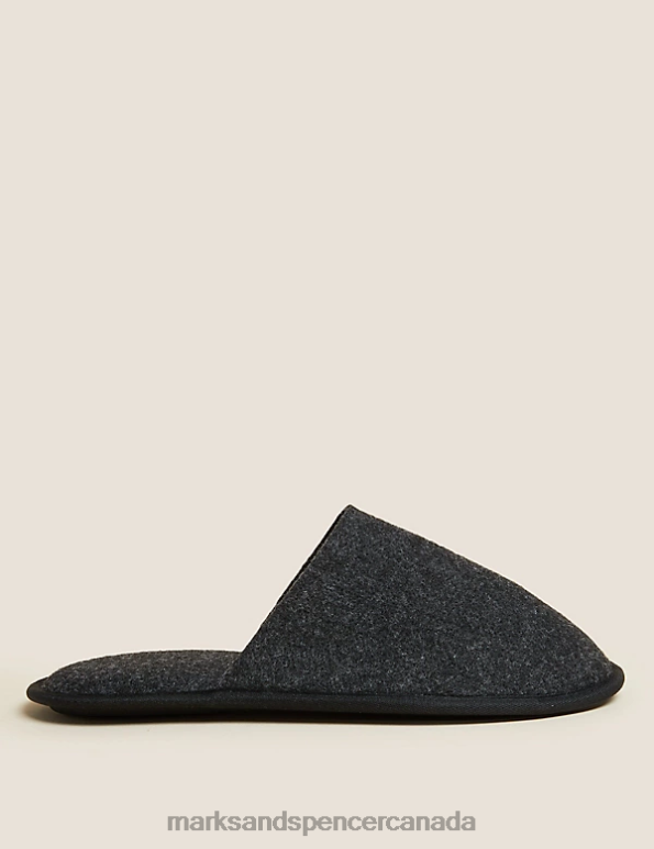 Men Charcoal Footwear Marks & Spencer Mule Slippers with Freshfeet 20VTD6492 - Marks and Spencer online