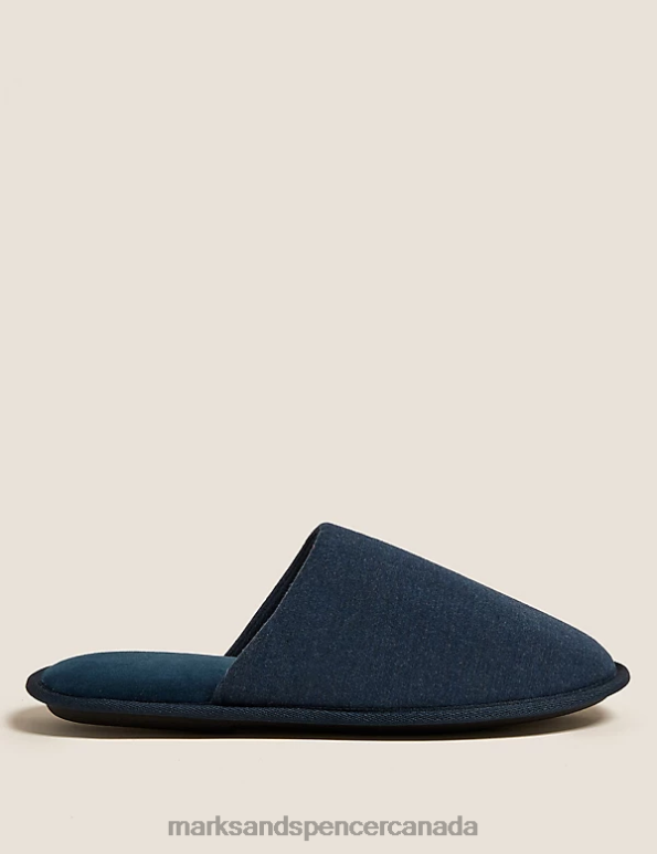 Marks and Spencer Canada - Men Dark Navy Footwear Marks & Spencer Mule Slippers with Freshfeet 20VTD7435