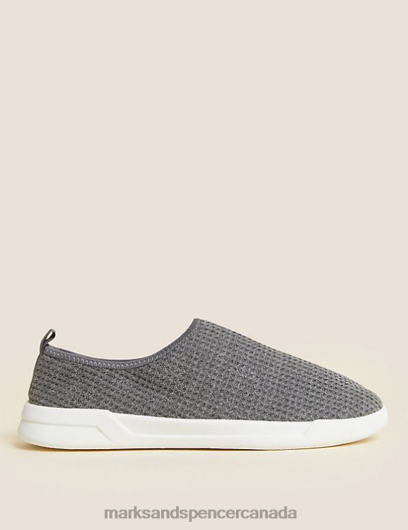 Men Grey Footwear Marks & Spencer Waffle Mule Slippers with Freshfeet 20VTD6951 - Marks and Spencer outlet