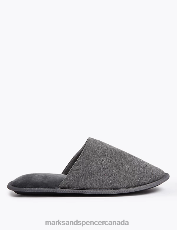 Men Light Grey Footwear Marks & Spencer Mule Slippers with Freshfeet 20VTD7109 - Marks and Spencer outlet