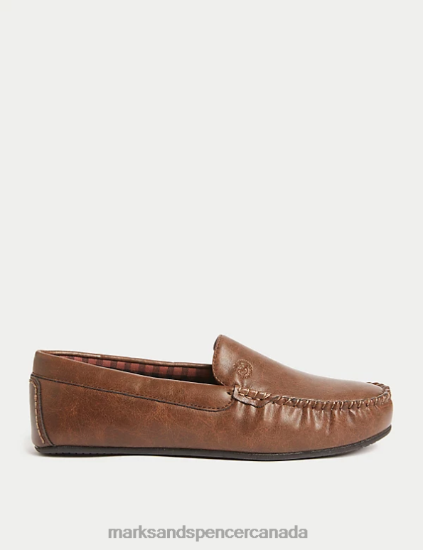 Marks and Spencer Canada - Men Tan Footwear Marks & Spencer Moccasin Slippers with Freshfeet 20VTD6439