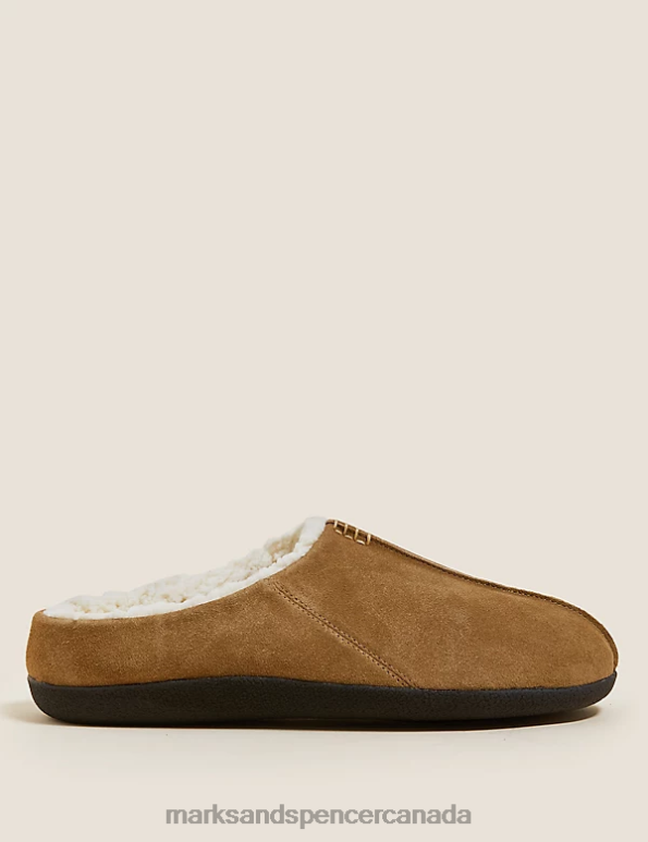 Men Tan Footwear Marks & Spencer Suede Mule Slippers 20VTD5935 - Marks and Spencer online