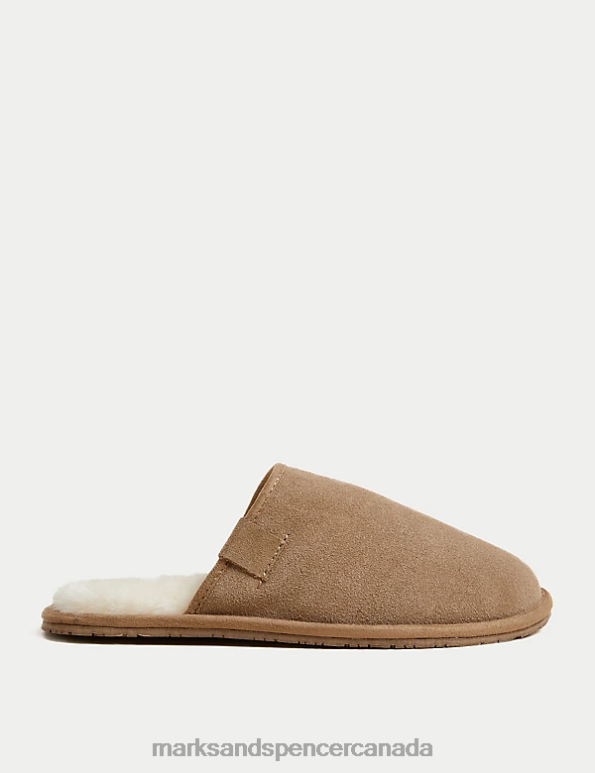 Marks and Spencer near me - Men Tan Footwear Marks & Spencer Suede Mule Slippers with Freshfeet 20VTD6837