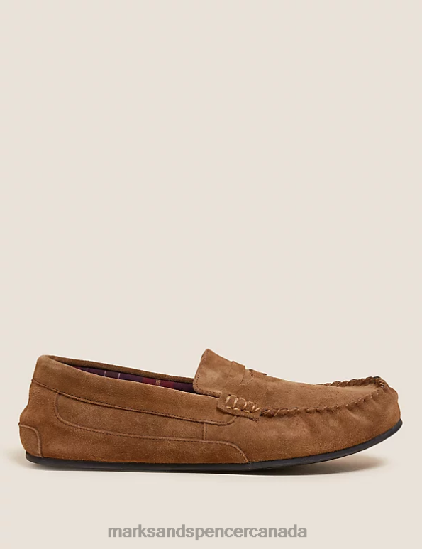 Marks and Spencer Canada - Men Tan Footwear Marks & Spencer Suede Slippers with Freshfeet 20VTD7011