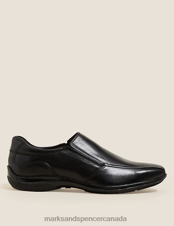 Men Black Footwear Marks & Spencer Airflex Leather Slip-on Shoes 20VTD6825 - Marks and Spencer Canada locations