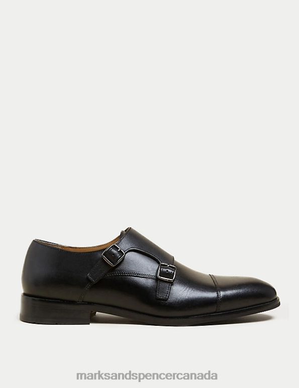 Marks and Spencer near me - Men Black Footwear Marks & Spencer Leather Double Monk Strap Shoes 20VTD7280