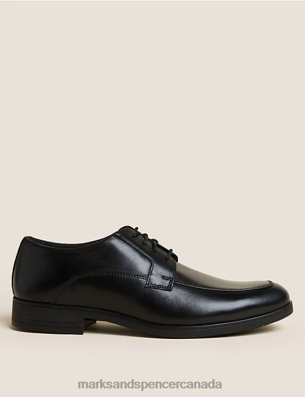 Men Black Footwear Marks & Spencer Wide Fit Leather Derby Shoes 20VTD6078 - Marks and Spencer outlet