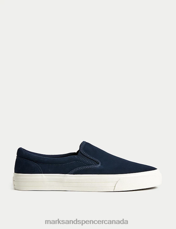 Marks and Spencer Canada - Men Dark Navy Footwear Marks & Spencer Suede Slip-On Pumps 20VTD5759