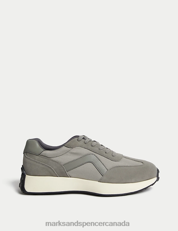 Marks and Spencer near me - Men Grey Footwear Marks & Spencer Lace-Up Trainers with Freshfeet 20VTD7022