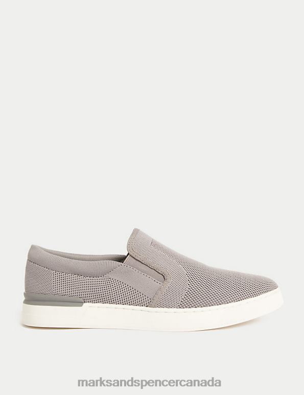 Marks and Spencer sale - Men Grey Footwear Marks & Spencer Slip-On Trainers 20VTD5349