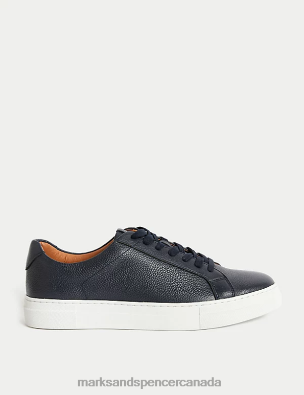 Marks and Spencer near me - Men Navy Clothing Marks & Spencer Leather Lace Up Trainers with Freshfeet 20VTD6222