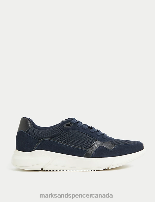 Marks and Spencer near me - Men Navy Clothing Marks & Spencer Suede Lace Up Trainers 20VTD5907