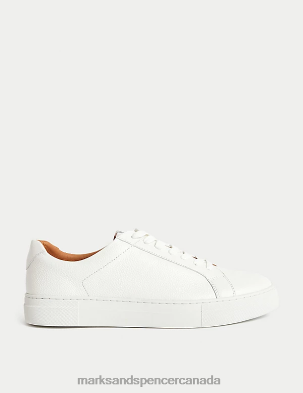 Marks and Spencer sale - Men White Clothing Marks & Spencer Leather Lace Up Trainers with Freshfeet 20VTD6593