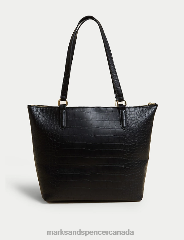 Marks and Spencer Canada - Women Black Accessories Marks & Spencer Faux Leather Croc Effect Tote Bag 20VTD706