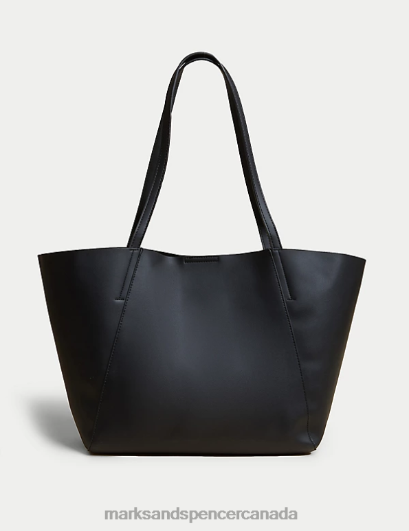 Marks and Spencer Canada - Women Black Accessories Marks & Spencer Faux Leather Tote Bag 20VTD2517