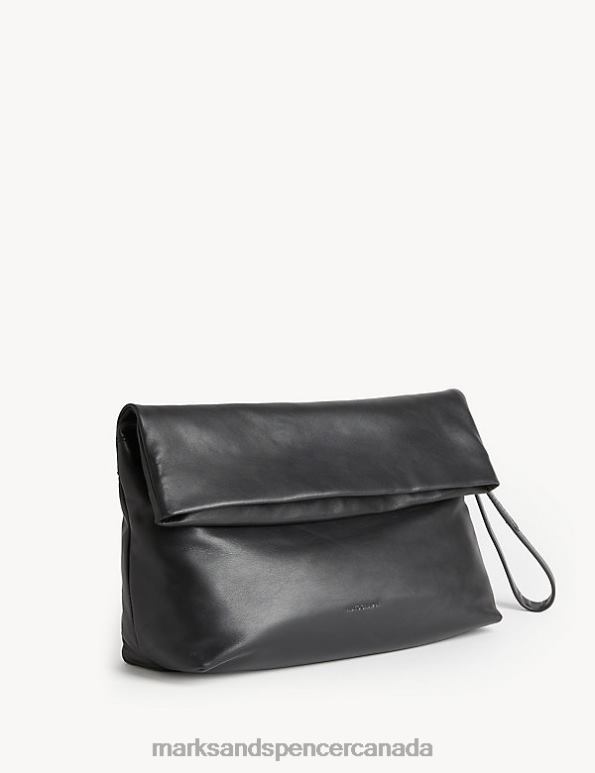 Women Black Accessories Marks & Spencer Leather Clutch Bag 20VTD1538 - Marks and Spencer Canada locations