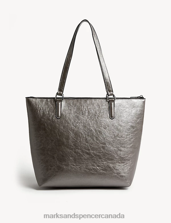 Women Metallic Accessories Marks & Spencer Faux Leather Croc Effect Tote Bag 20VTD1101 - Marks and Spencer outlet