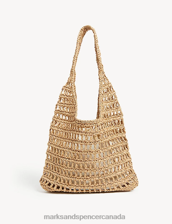 Women Natural Accessories Marks & Spencer Straw Drawstring Tote Bag 20VTD1048 - Marks and Spencer Canada locations