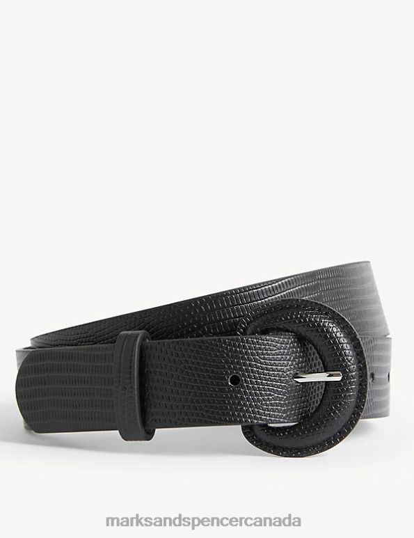 Women Black Accessories Marks & Spencer Faux Leather Lizard Effect Jeans Belt 20VTD2220 - Marks and Spencer outlet