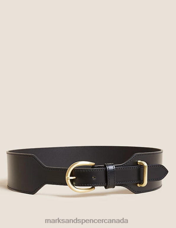 Marks and Spencer near me - Women Black Accessories Marks & Spencer Leather Wide Waist Belt 20VTD1331