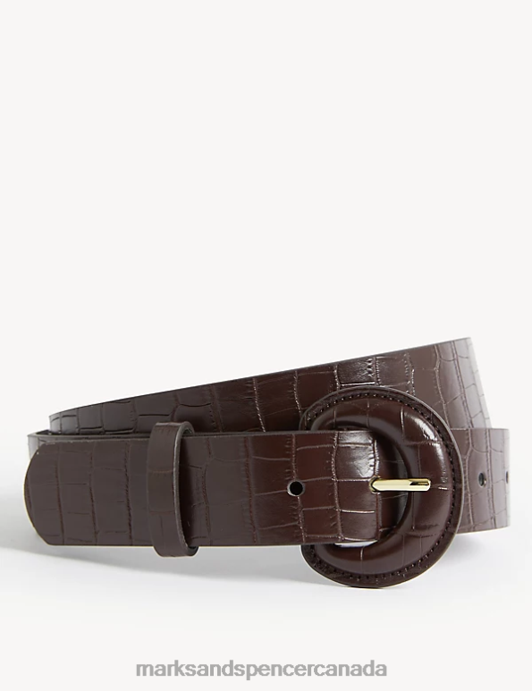 Women Chocolate Accessories Marks & Spencer Faux Leather Lizard Effect Jeans Belt 20VTD1894 - Marks and Spencer online