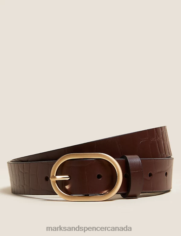 Women Chocolate Accessories Marks & Spencer Leather Jean Belt 20VTD967 - Marks and Spencer outlet