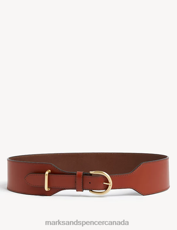 Marks and Spencer sale - Women Dark Tan Accessories Marks & Spencer Leather Wide Waist Belt 20VTD1653