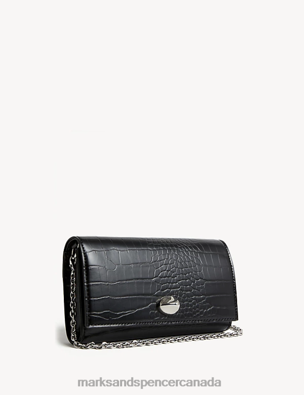 Women Black Accessories Marks & Spencer Foldover Clutch 20VTD2718 - Marks and Spencer Canada locations