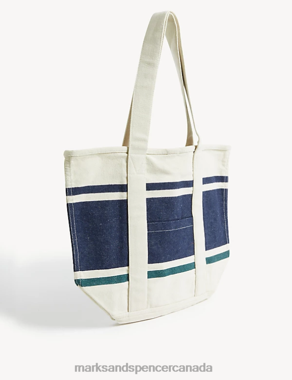 Women Blue Mix Accessories Marks & Spencer Canvas Striped Tote Bag 20VTD2733 - Marks and Spencer outlet