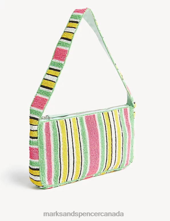 Marks and Spencer Canada - Women Multi Accessories Marks & Spencer Beaded Striped Underarm Shoulder Bag 20VTD517