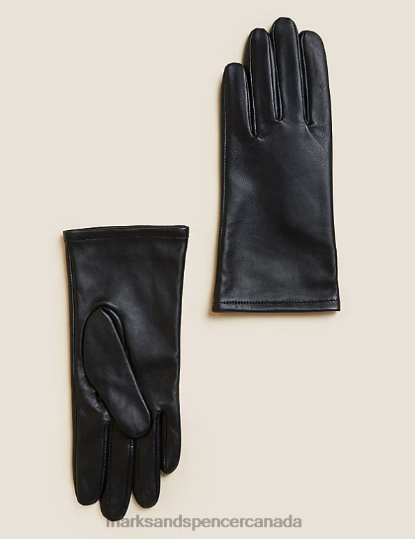 Women Black Accessories Marks & Spencer Leather Warm Lined Gloves 20VTD2149 - Marks and Spencer Canada locations