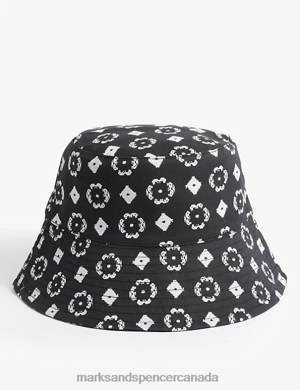 Marks and Spencer sale - Women Black Mix Accessories Marks & Spencer Pure Cotton Animal Print Bucket Hat 20VTD3190