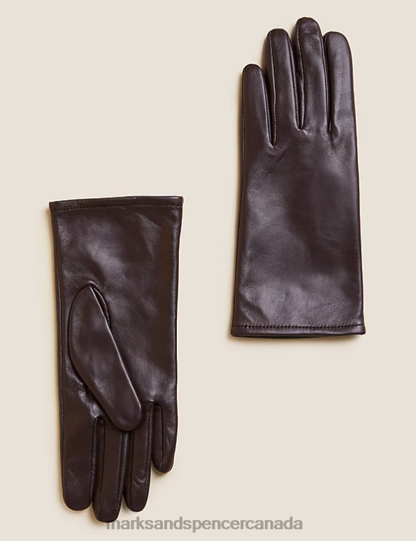 Marks and Spencer sale - Women Chocolate Accessories Marks & Spencer Leather Warm Lined Gloves 20VTD1315