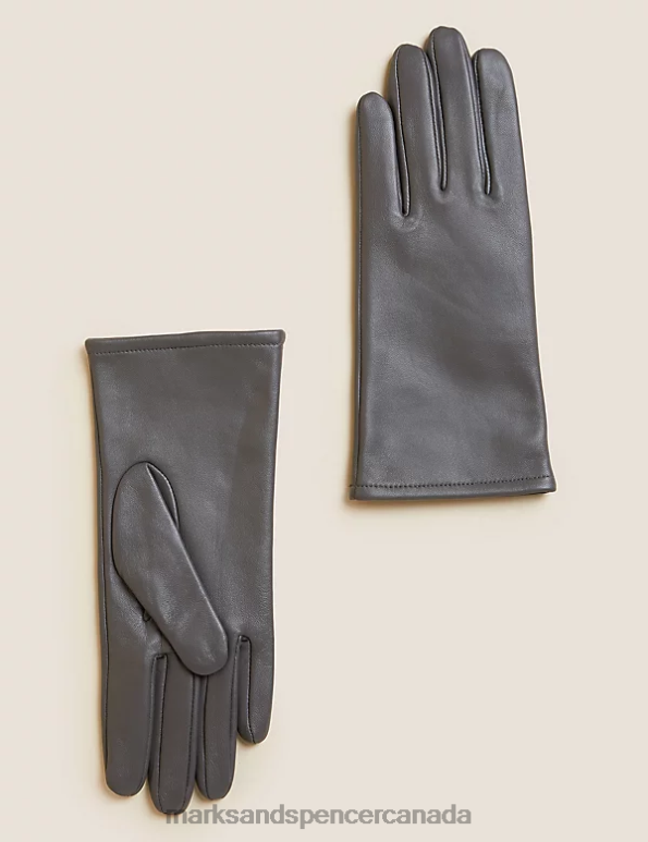 Women Grey Accessories Marks & Spencer Leather Warm Lined Gloves 20VTD1316 - Marks and Spencer online