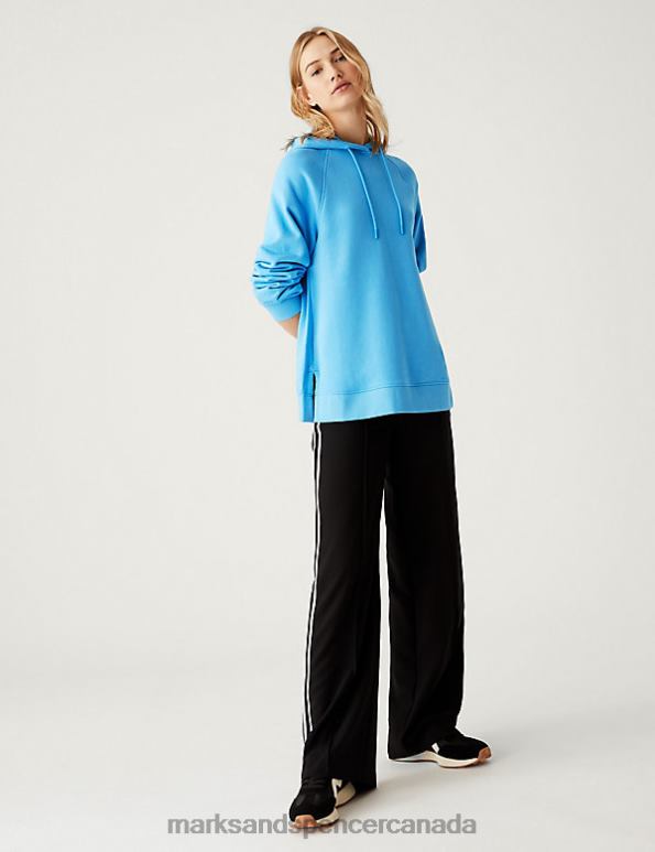 Marks and Spencer sale - Women Turquoise Clothing Marks & Spencer Pure Cotton Long Sleeve Longline Hoodie 20VTD3487