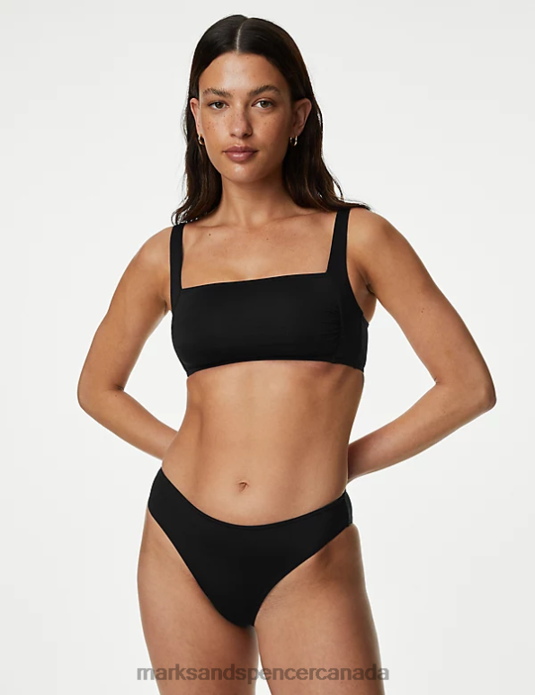 Women Black Clothing Marks & Spencer Padded Square Neck Bikini Top 20VTD3077 - Marks and Spencer Canada locations