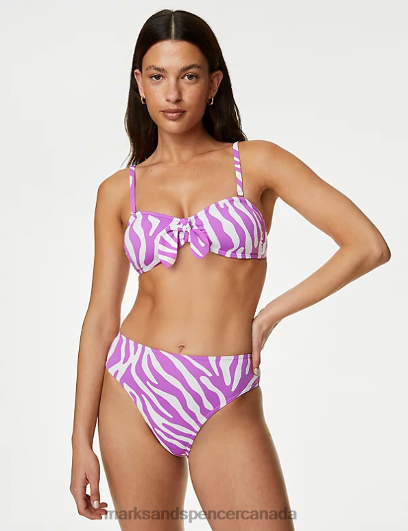 Women Purple Mix Clothing Marks & Spencer Printed Padded Bandeau Bikini Top 20VTD2611 - Marks and Spencer online