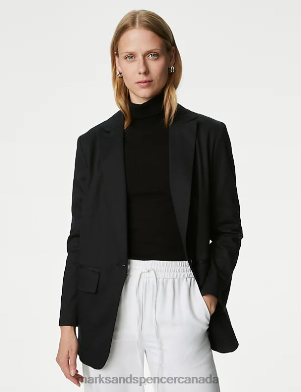 Marks and Spencer sale - Women Black Clothing Marks & Spencer Lyocell Blend Relaxed Single Breasted Blazer 20VTD931