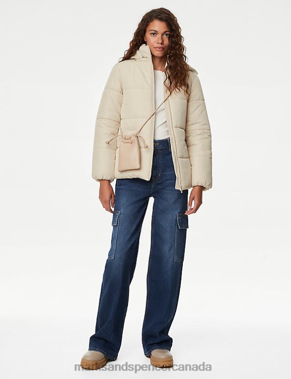 Women Beige Clothing Marks & Spencer Recycled Thermowarmth Hooded Puffer Jacket 20VTD1334 - Marks and Spencer Canada locations