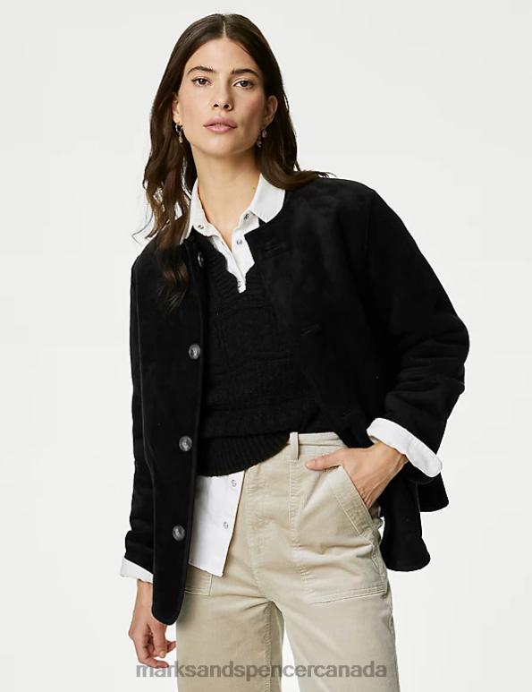 Marks and Spencer sale - Women Black Clothing Marks & Spencer Faux Shearling Textured Reversible Jacket 20VTD1659