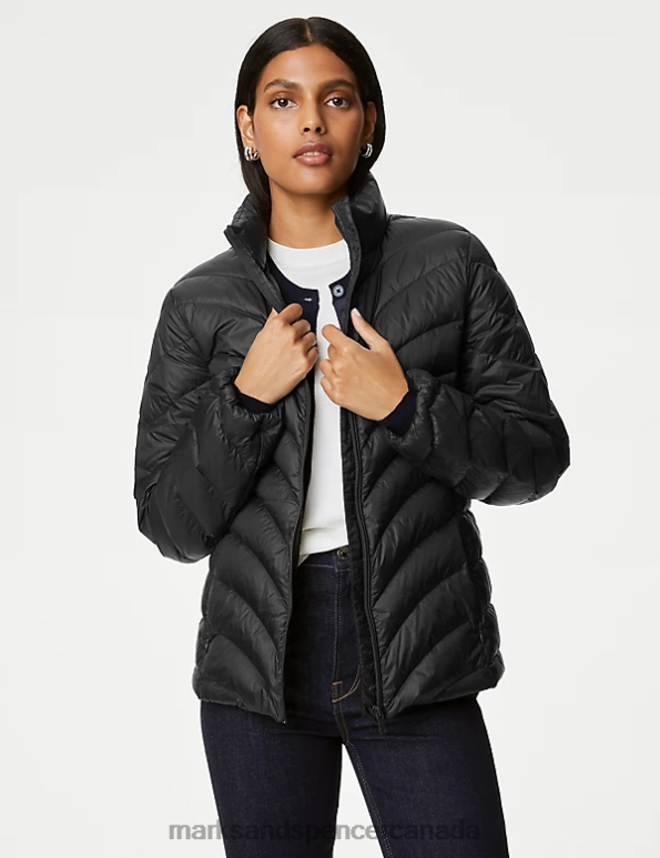 Women Black Clothing Marks & Spencer Feather & Down Packaway Puffer Jacket 20VTD2245 - Marks and Spencer online