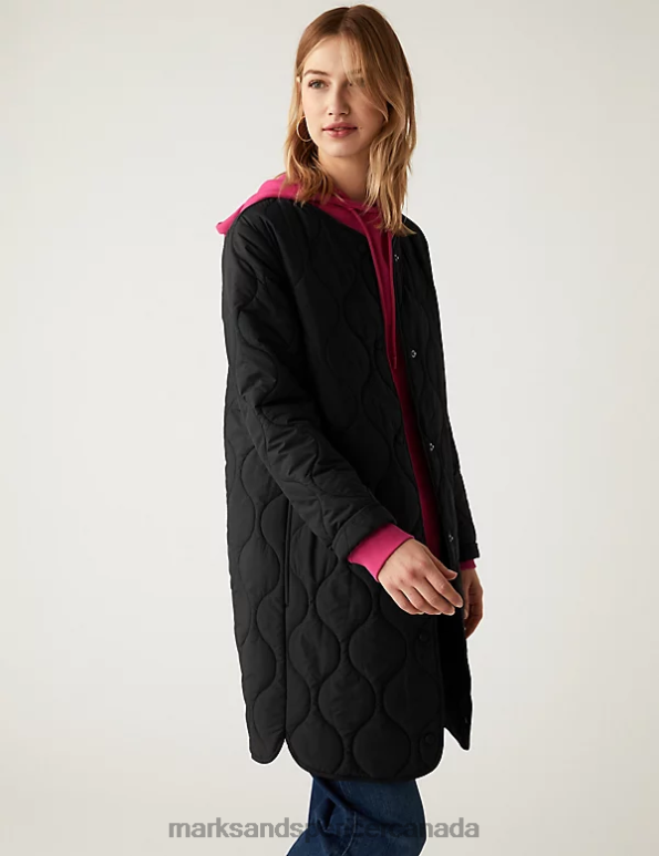 Marks and Spencer Canada - Women Black Clothing Marks & Spencer Recycled Quilted Collarless Puffer Jacket 20VTD2576