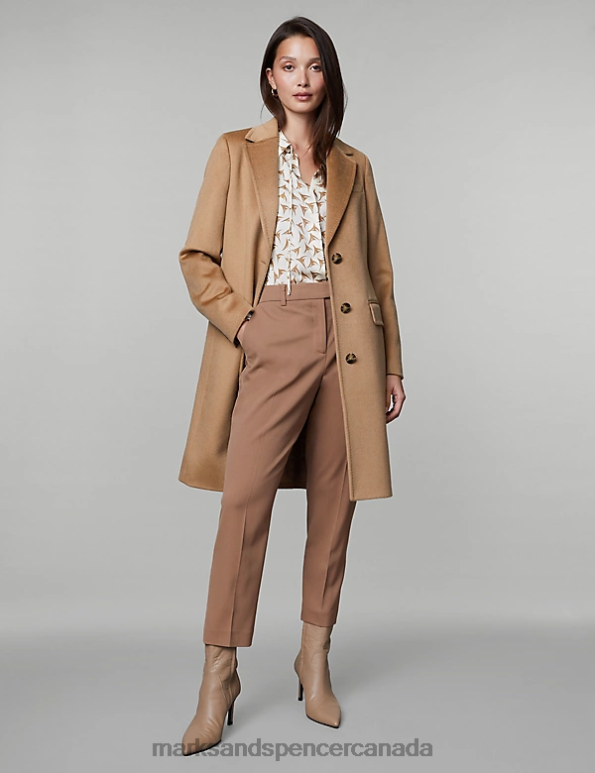 Marks and Spencer near me - Women Camel Clothing Marks & Spencer Pure Wool Boyfriend Coat 20VTD1042