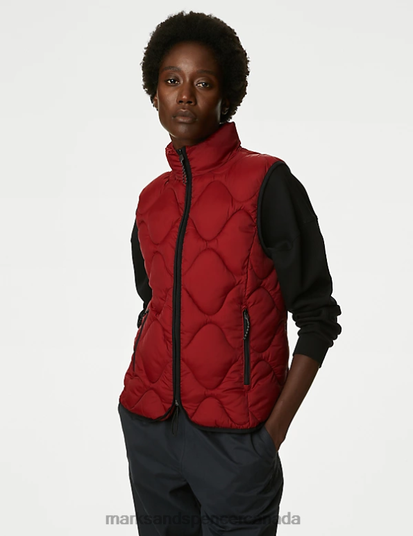 Marks and Spencer sale - Women Dark Red Clothing Marks & Spencer Stormwear Quilted Funnel Neck Puffer Gilet 20VTD1194