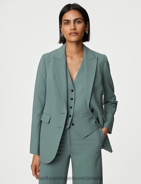 Women Dark Sage Clothing Marks & Spencer Tailored Single Breasted Blazer 20VTD244 - Marks and Spencer online